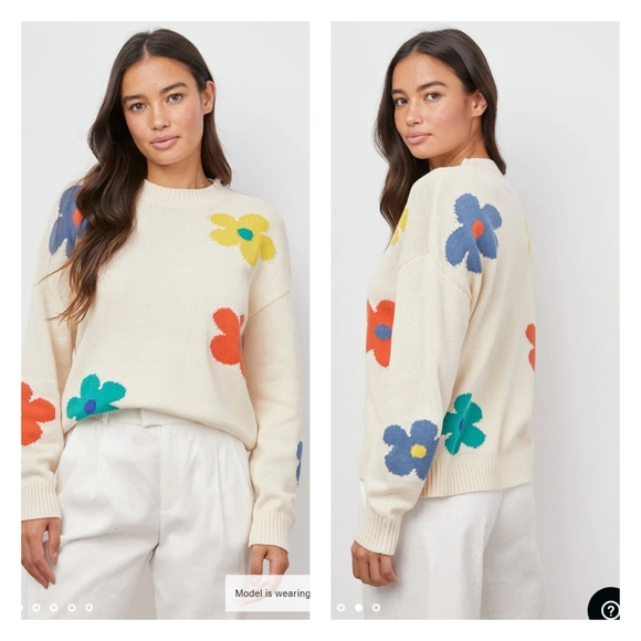 Rails Cream Sweater with Multicolor Floral Design - Picture 13 of 15